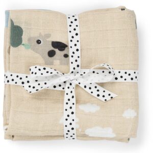 Done By Deer Tiny Farm Tæppe/ Stofble i Musselin 2-pak, Sand