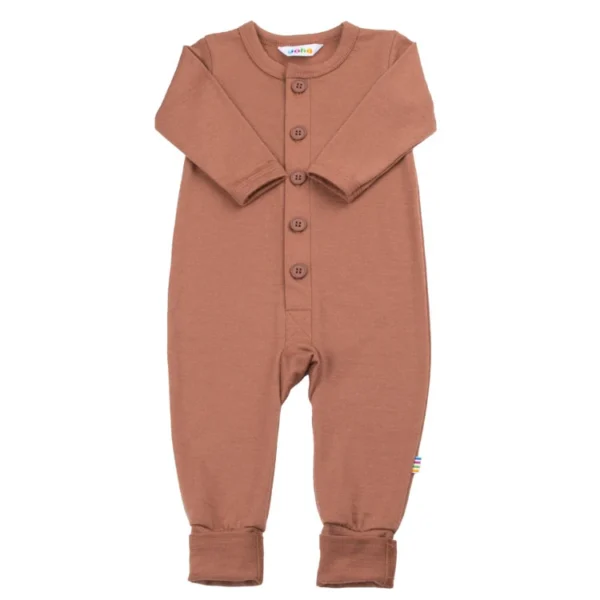 Heldragt i rød/brun med tryllefod i 100% merino uld