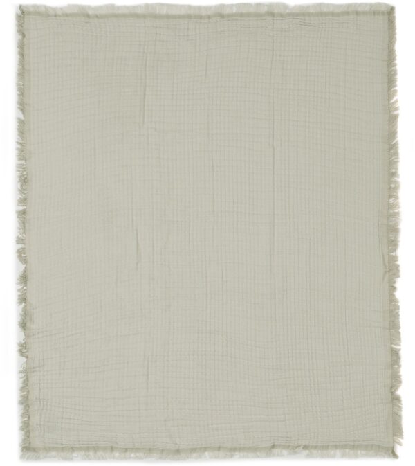 Jollein Tæppe/ Stofble i Musselin Fringe, Olive Green/Ivory