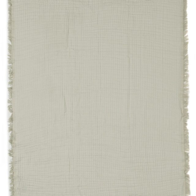 Jollein Tæppe/ Stofble i Musselin Fringe, Olive Green/Ivory