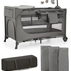 Kinderkraft JOY 2 Weekendseng med Tilbehør, Dark Grey