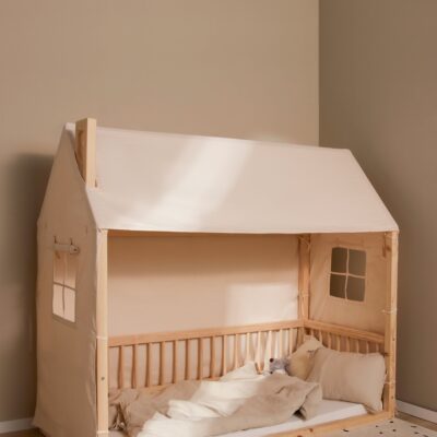 Minitude Nordic Mason Husseng 70x160 & BabyMatex Madras Soft Plus + Sengehimmel, Natur, Juniorseng