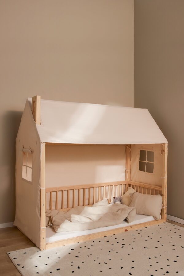 Minitude Nordic Mason Husseng 70x160 & BabyMatex Madras Soft Plus + Sengehimmel, Natur, Juniorseng