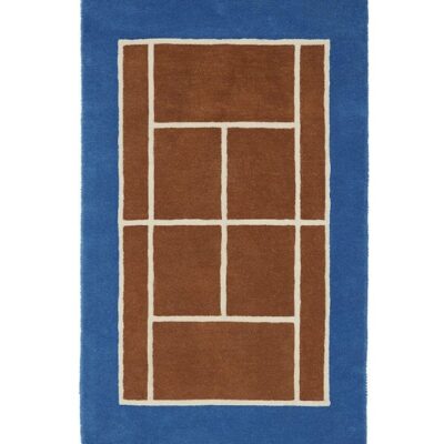OYOY Tæppe - Tennis Tæppe - 150x88 cm - Caramel/Optic Blue