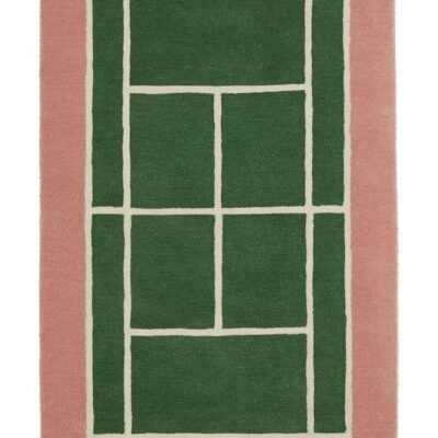 OYOY Tennis Gulvtæppe 88x150, Green/Rose