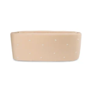 Sengerand - Warm grey med broderet Chr. hval