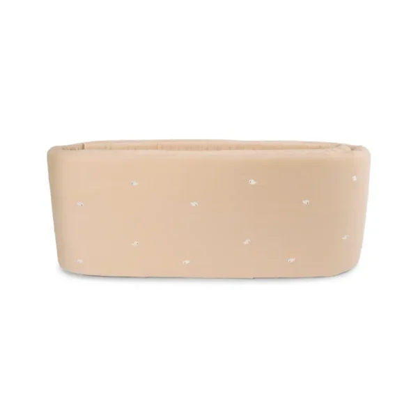 Sengerand - Warm grey med broderet Chr. hval