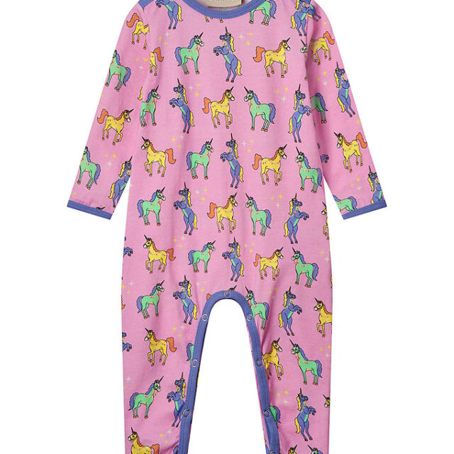 Småfolk Heldragt - Pink Lavender m. Enhjørninger