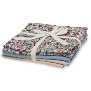 That's Mine Bora Tæppe/ Stofble i Musselin 3-pak, Flora Bunnies Rouge