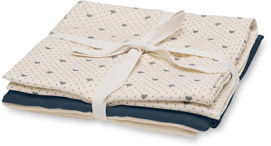 That's Mine Bora Tæppe/ Stofble i Musselin 3-pak, Lots of Love Sky