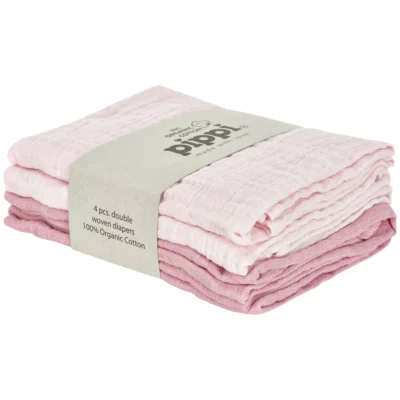 Pippi Økologisk Stofble 4-pak 65x65 cm - Lyserød
