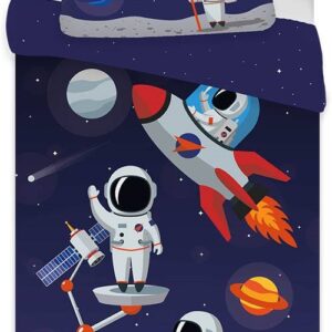 Astronaut junior sengetøj 100x140 cm - Astronaut rum sengetøj - 2 i 1 design - 100% bomuld