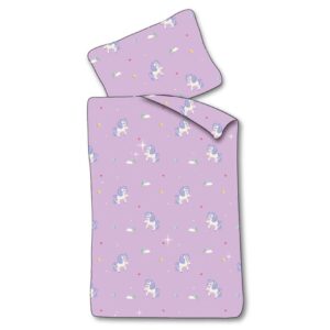 Baby sengetøj 70x100 cm - Lilla sengesæt med enhjørninger - 100% blødt bomulds sengelinned