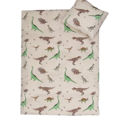 Baby sengetøj 70x100 cm - OEKO-TEX® Certificeret - Dinosaurer print - 100% Bomulds sengesæt
