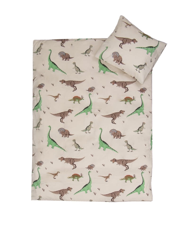 Baby sengetøj 70x100 cm - OEKO-TEX® Certificeret - Dinosaurer print - 100% Bomulds sengesæt