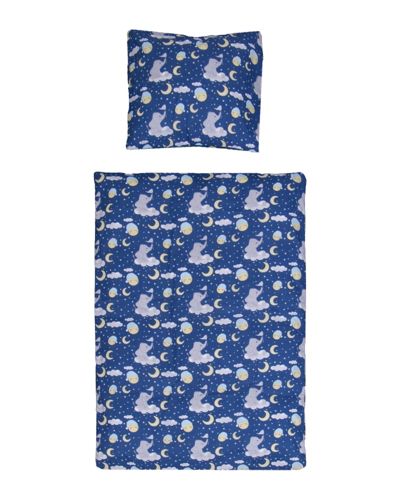 Baby sengetøj 70x100cm - OEKO-TEX® Certificeret - Elefant, stjerner og måne - 100% Bomulds sengesæt