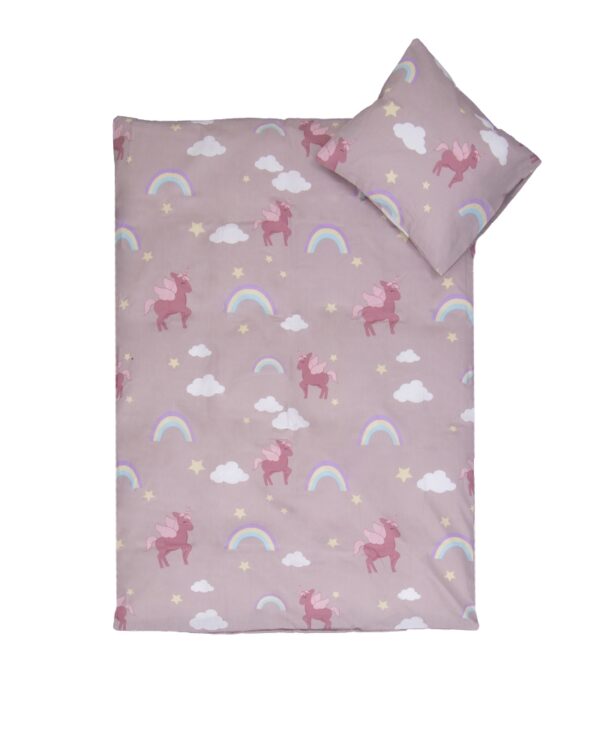 Baby sengetøj 70x100cm - OEKO-TEX® Certificeret - Enhjørninger og regnbuer - 100% Bomulds unicorn sengesæt