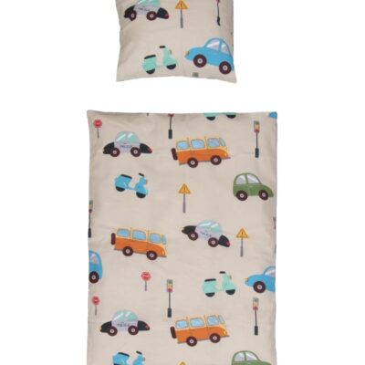 Baby sengetøj med biler - 70x100 cm - OEKO-TEX® Certificeret - 100% Bomulds sengesæt