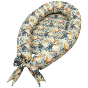 Babynest - Müsli - By green cotton - 75x40 cm - Fern buttercream - Blomster motiv