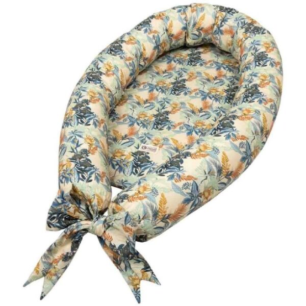 Babynest - Müsli - By green cotton - 75x40 cm - Fern buttercream - Blomster motiv