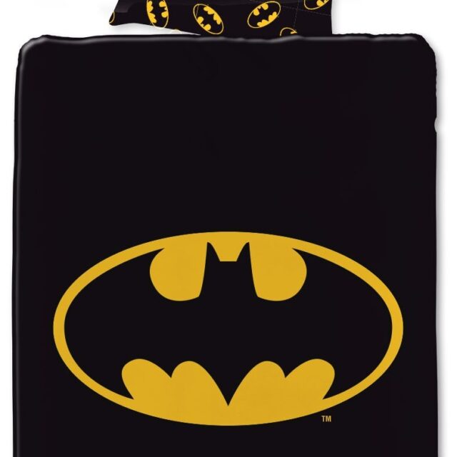 Batman sengetøj - 140x200 cm - Stort Batman logo - Vendbar dynebetræk - 100% bomulds sengesæt
