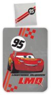 Cars sengetøj 100x140 cm - Gråt junior sengesæt med Lynet McQueen - Vendbart motiv - 100% bomulds sengelinned