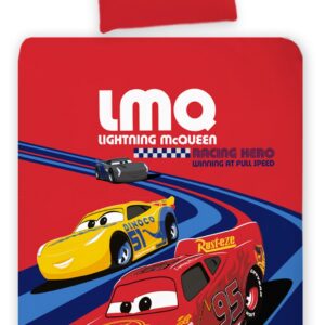 Cars sengetøj - 100x140 cm - Junior sengesæt med Lynet McQueen - Vendbart motiv - 100% bomulds sengelinned