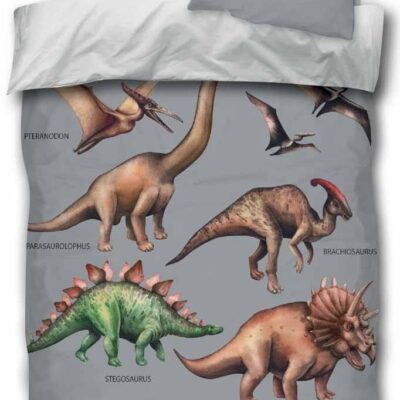 Dinosaur sengetøj - 140x200 cm - Flot dino sengesæt - 100% bomuld - Børnesengetøj