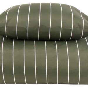 Dobbelt sengetøj 200x220 cm - Grøn stribet sengesæt - Borg Living dobbelt dynebetræk i polycotton