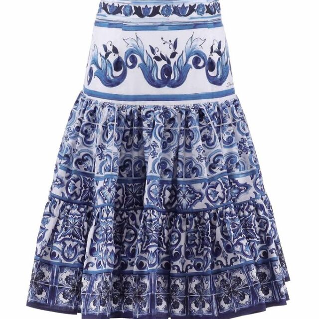 Dolce & Gabbana Nederdel - Blu Mediterraneo - Hvid m. Blå