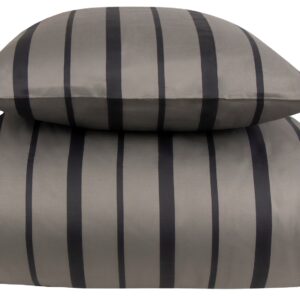 Ekstra blødt sengetøj 140x220 cm - 100% bomuldssatin - Grå og sort stribet sengesæt - 300 TC sengelinned fra By Borg