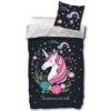 Enhjørning sengetøj - Selvlysende sengesæt med Unicorn - 100% bomulds sengelinned