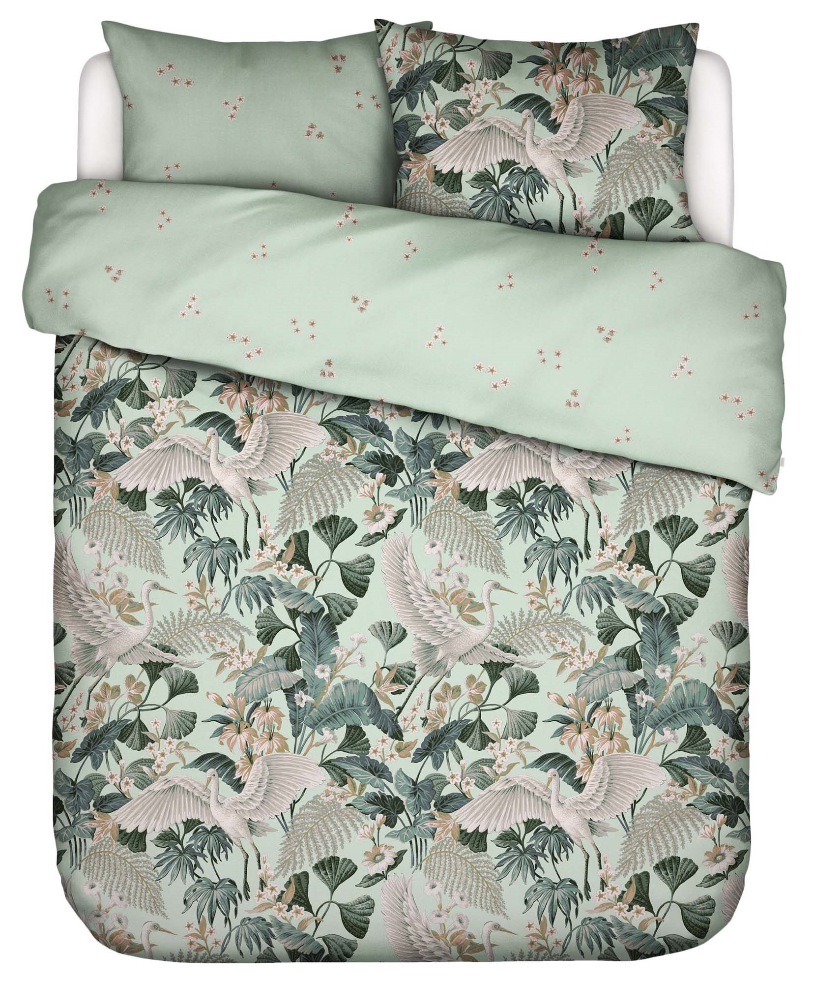 Essenza dobbeltdyne sengetøj - 200x220 cm - 100% økologisk bomuldssatin sengesæt - Diem Pistache sengelinned