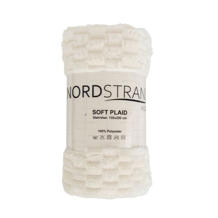 Fleece tæppe - vaffelstruktur - 150x200 cm - Blødt hvidt sofatæppe - Nordstrand Home