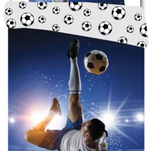 Fodbold sengetøj - 100% blødt bomuld - 140x200 cm - Vendbart sengesæt