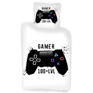 Gamer sengetøj - Gamer 100 + LVL sengesæt - 100% blødt bomulds sengelinned