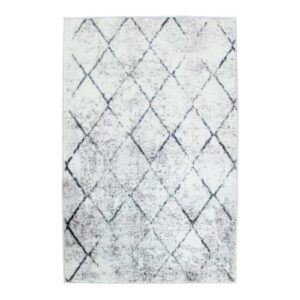 Gulvtæppe - Løs tæppe med skridsikker bagside - Gråt tæppe med stonewashed effekt - Blødt tæppe fra Nordstrand Home Clara