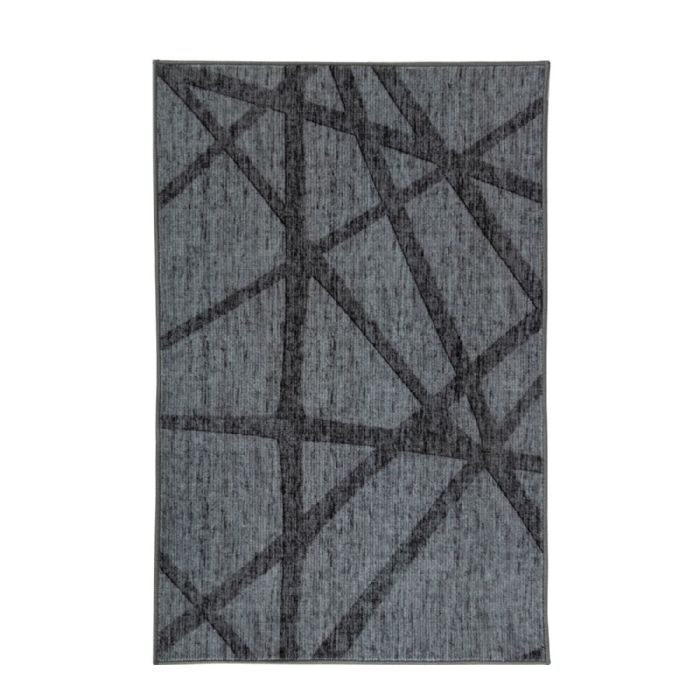 Gulvtæppe - Stort gulvtæppe 200x300 cm - Mørkegrå tæppe med skridsikker bagside - Løs tæppe fra Nordstrand Home Gry