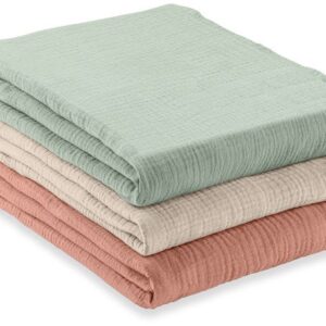 Hauck Cuddle N Clean Tæppe/ Stofble i Musselin 3-pak, Sage/Beige/Cork