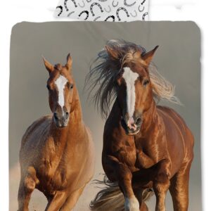 Heste sengetøj 140x200 cm - Flotte Galoperende heste - 100% bomulds sengesæt