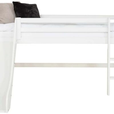 Hoppekids ECO Dream Halvhøj Seng med Rutsjebane og Stige 70x170, Hvid, Juniorseng
