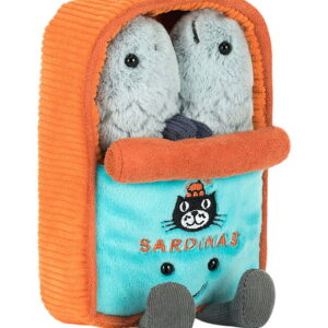 Jellycat Bamse - 17x11 cm - Amuseables Sardine Tin - Orange/Grå
