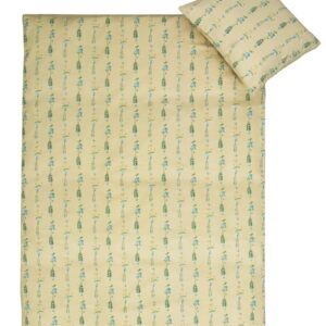 Junior sengetøj - 100% Blødt bomuld - 115x135 cm - Gult sengesæt til børn med blomster print