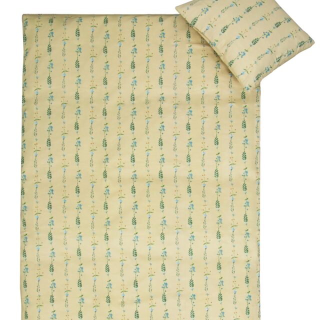 Junior sengetøj - 100% Blødt bomuld - 115x135 cm - Gult sengesæt til børn med blomster print