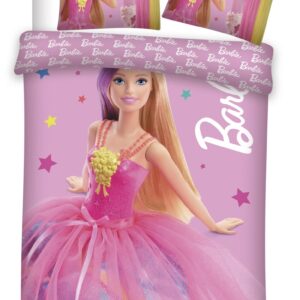 Junior sengetøj 100x140 cm - Barbie og stjerner - 2 i 1 design - 100% bomulds sengesæt