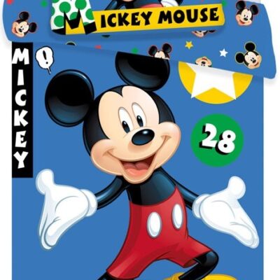 Junior sengetøj 100x140 cm - Mickey Mouse sengesæt til junior - 2 i 1 design - 100% bomuld