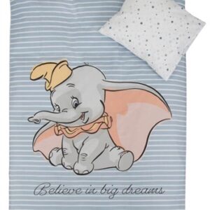 Junior sengetøj 100x140 cm - Sengesæt med Dumbo - Stjerner - 2 i 1 design - 100% bomuld