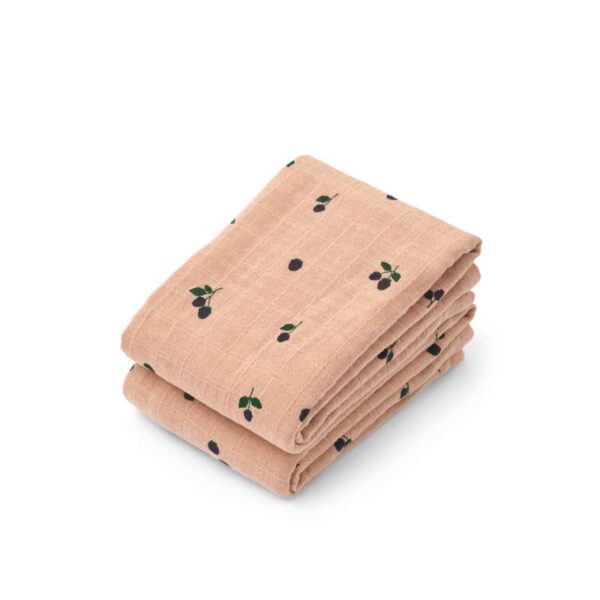 Liewood Lewis Muslin Stofbleer - 2-pak - Mini Berry/Pale Tuscany