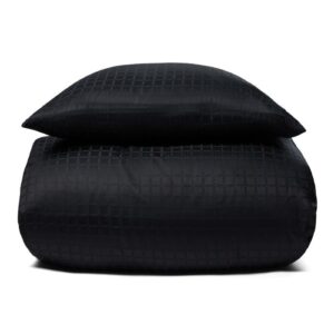 Luksus sengetøj - 100% Bomuldssatin sengelinned - Daisy sort - By Night jacquard vævet sengesæt