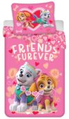 Lyserødt Sengetøj 140x200 cm - Paw Patrol sengesæt med Everest og Skye - Vendbart design - 100% bomuld
